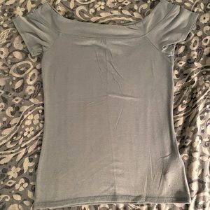GUESS off the shoulder light blue top